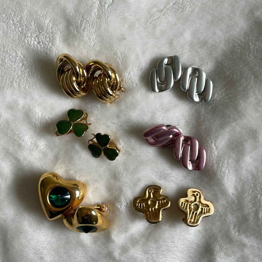 🏷 vintage jewelry earring lot 6 pair clip